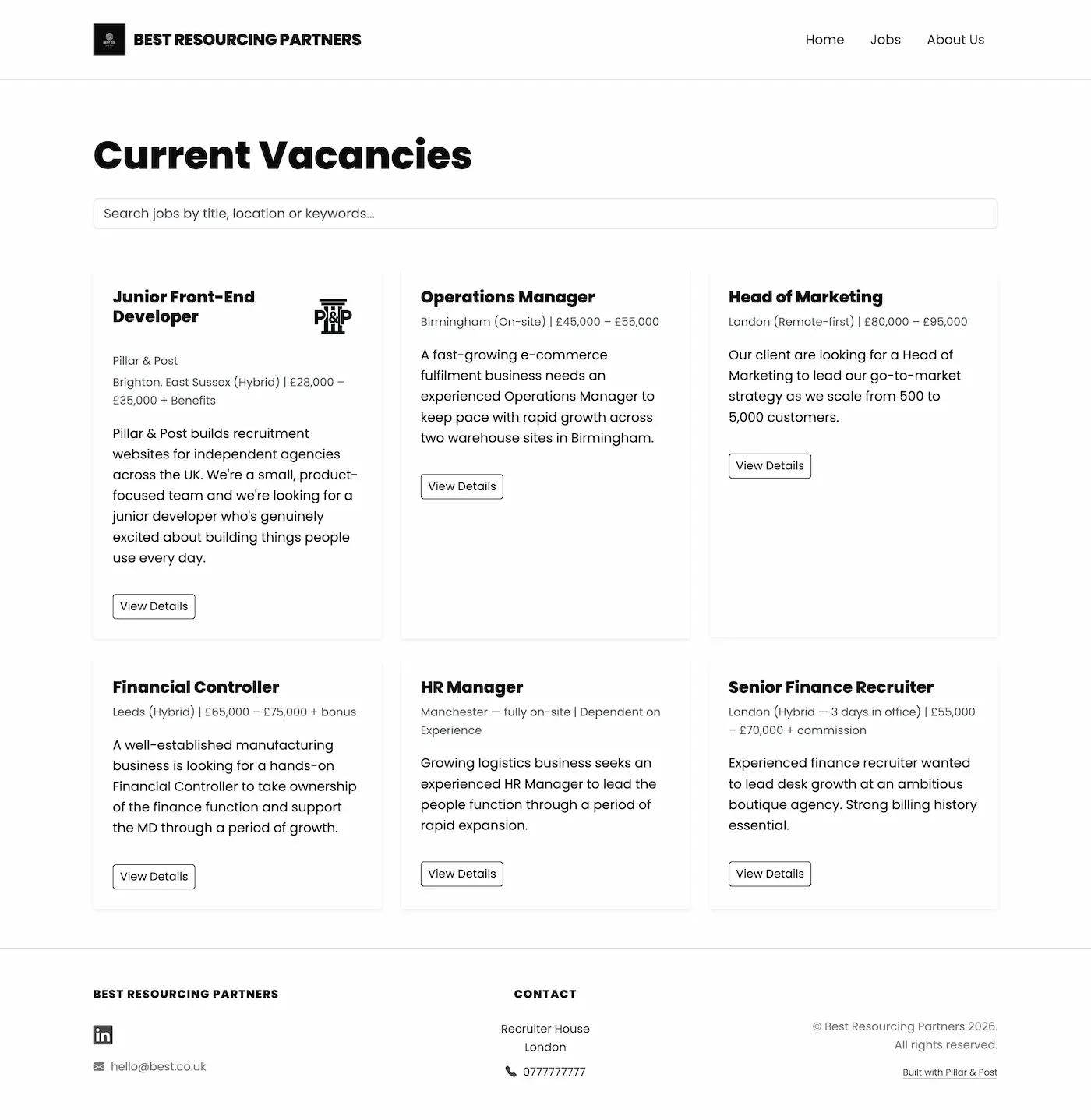 The Bold jobs page preview