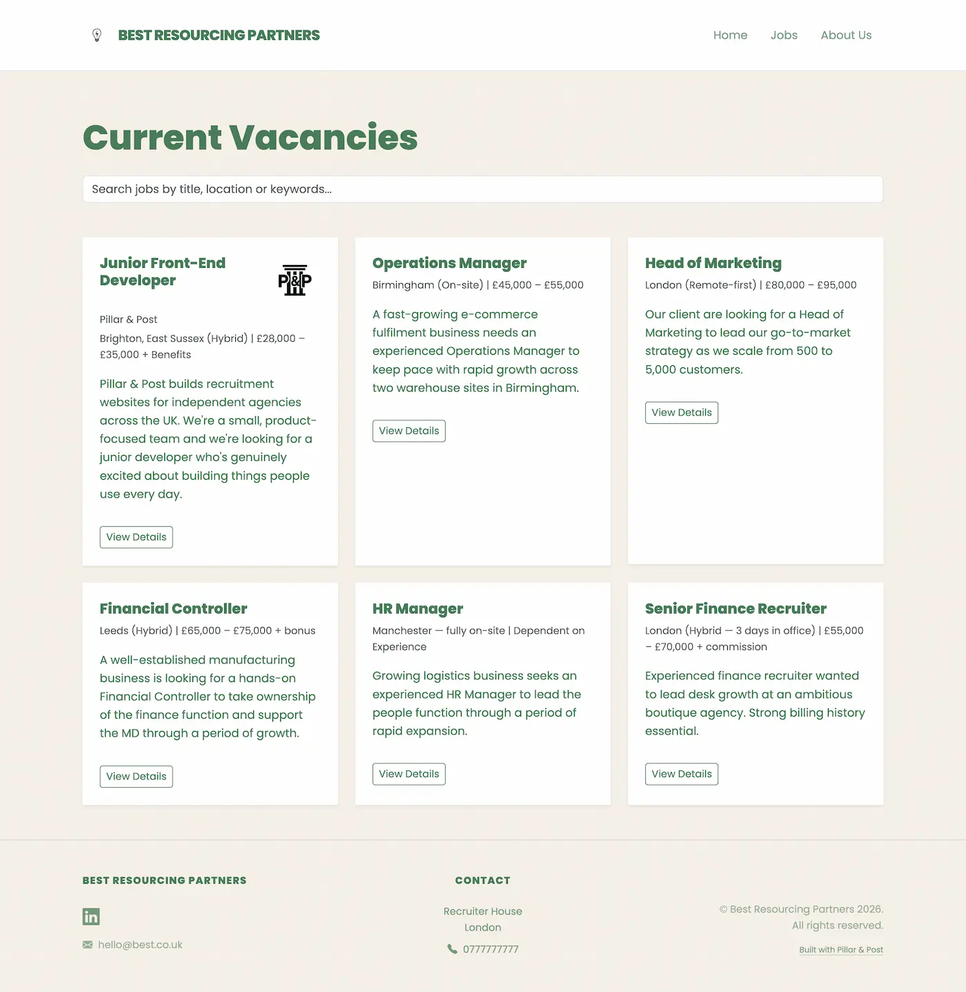 The Drift jobs page preview