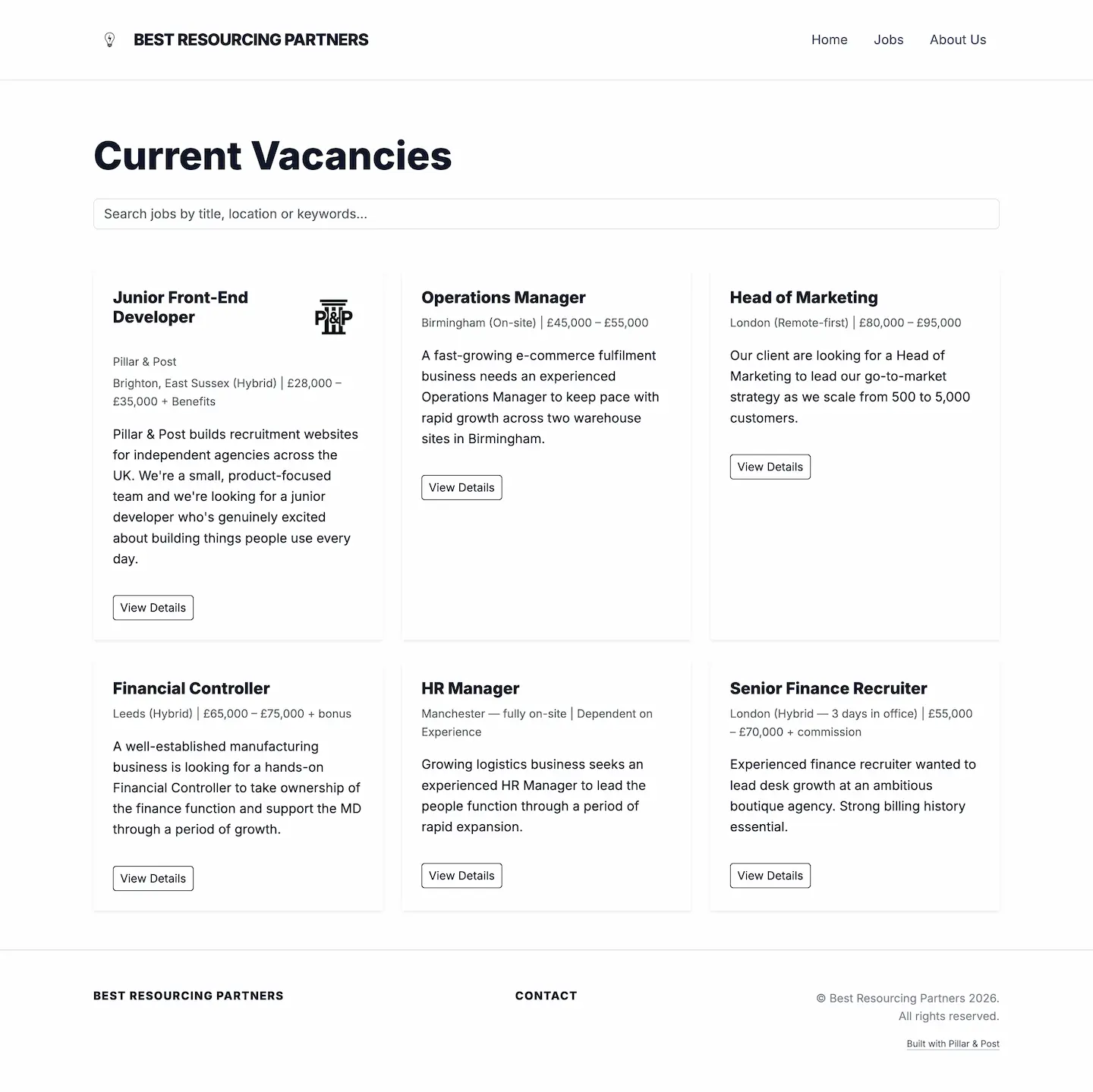 The Executive jobs page preview